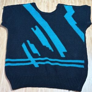 Jonathan Martin Vintage Charcoal and Electric Blue Knit Top